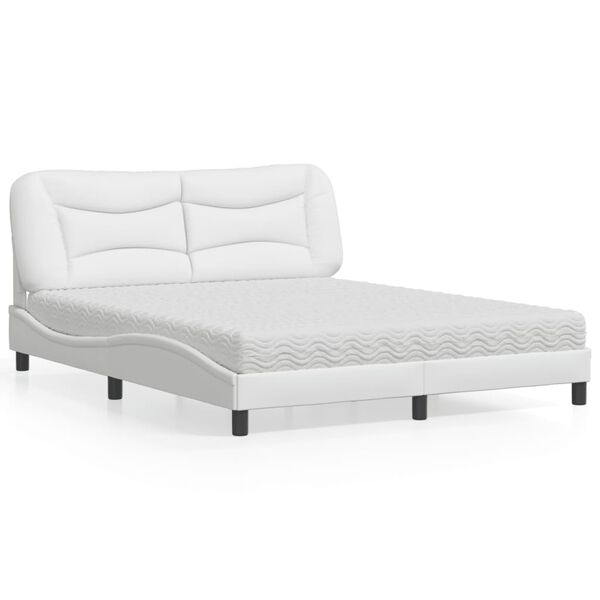 vidaXL Lit avec matelas Hvar blanc 160x200 cm similicuir