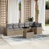 vidaXL Salon de jardin avec coussins 7 pcs beige r&eacute;sine tress&eacute;e