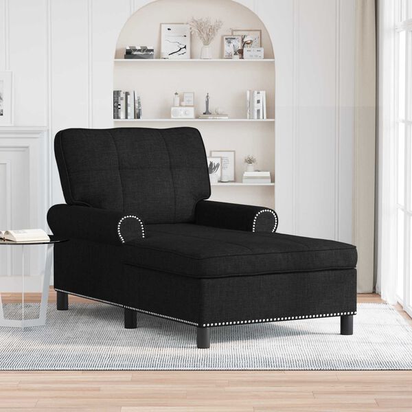 vidaXL Chaise longue avec coussin Noir 91 x 157 x 91 cm tissu