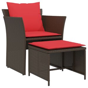 vidaXL Chaise de jardin avec tabouret marron r&eacute;sine tress&eacute;e