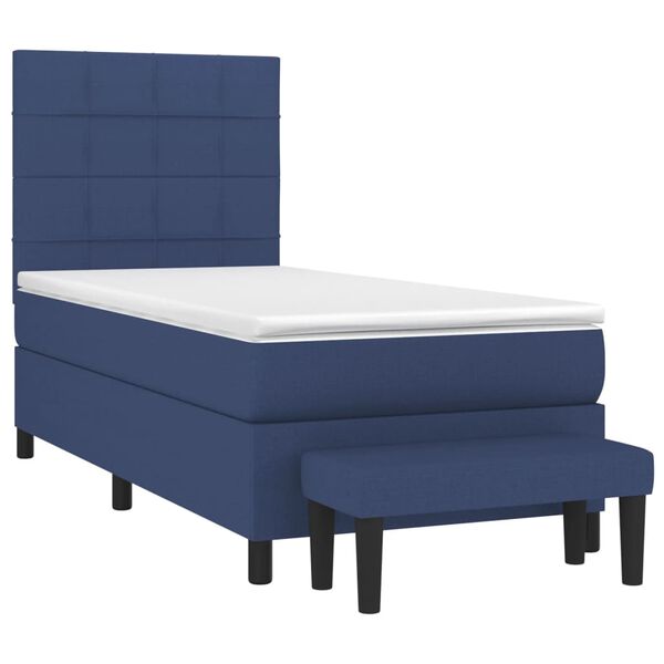 vidaXL Sommier &agrave; lattes de lit avec matelas Bleu 90x200 cm Tissu