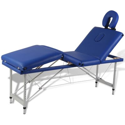 vidaXL Table pliable de massage Bleu 4 zones avec cadre en aluminium