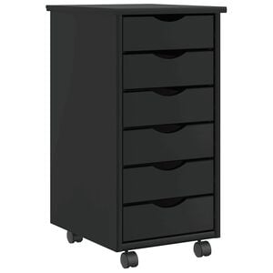 vidaXL Armoire roulante avec tiroirs MOSS noir bois de pin solide