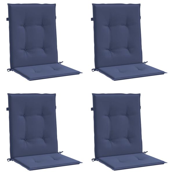 vidaXL Coussins de chaise à dossier bas lot de 4 bleu marine tissu