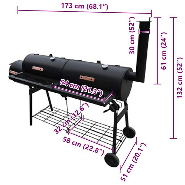 vidaXL Barbecue &agrave; fumoir Nevada XL Noir