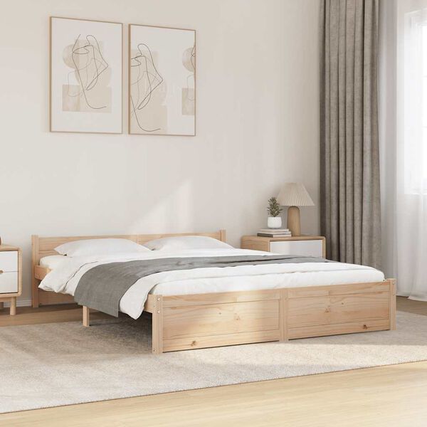 vidaXL Cadre de lit sans matelas bois massif 135x190 cm