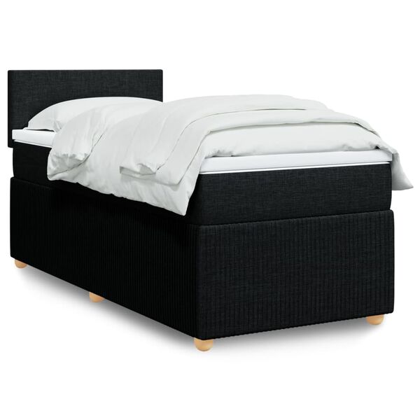 vidaXL Sommier &agrave; lattes de lit avec matelas Noir 90x190 cm Tissu