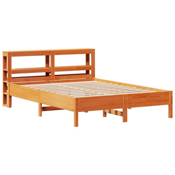 vidaXL Cadre de lit sans matelas cire marron 135x190cm bois pin massif
