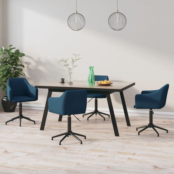 vidaXL Chaises pivotantes &agrave; manger lot de 4 Bleu Velours