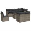 vidaXL Salon de jardin 9 pcs avec coussins gris r&eacute;sine tress&eacute;e
