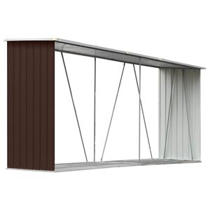 vidaXL Abri de stockage de bois Acier galvanis&eacute; 330x84x152 cm Marron