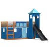 vidaXL Lit superpos&eacute; sans matelas avec toboggan et rideaux 80x200 cm