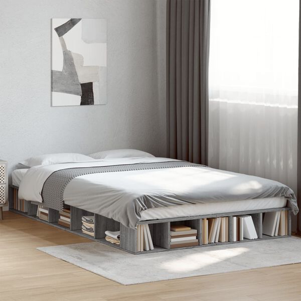 vidaXL Cadre de lit sans matelas sonoma gris 140x190 cm