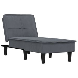 vidaXL Chaise longue gris fonc&eacute; velours