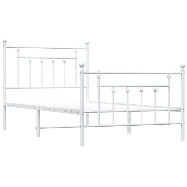 vidaXL Cadre de lit m&eacute;tal sans matelas et pied de lit blanc 100x190 cm
