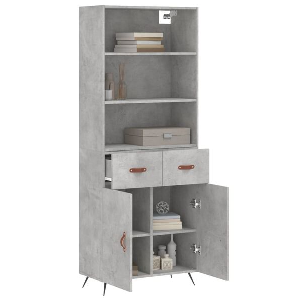 vidaXL Buffet haut Gris b&eacute;ton 69,5x34x180 cm Bois d'ing&eacute;nierie