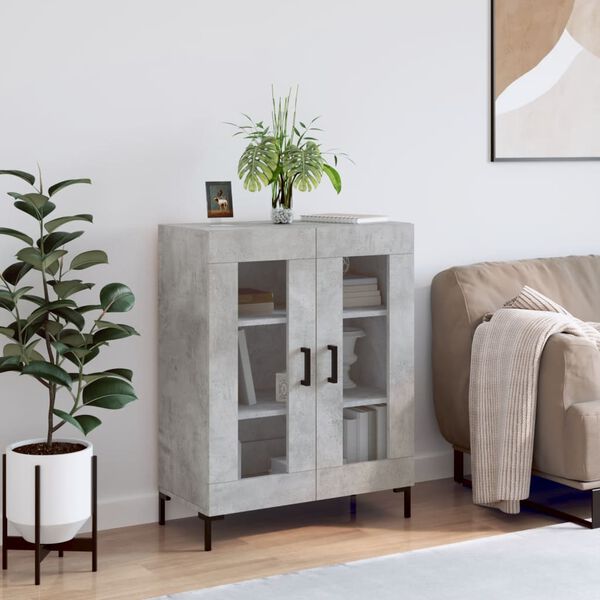vidaXL Buffet gris b&eacute;ton 69,5x34x90 cm bois d'ing&eacute;nierie