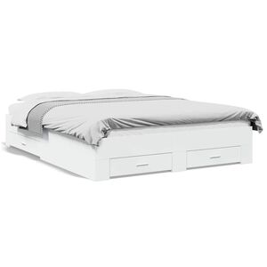 vidaXL Cadre de lit avec tiroirs sans matelas blanc 140x200 cm