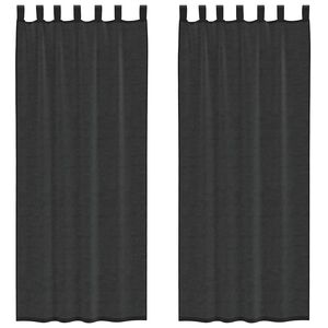 vidaXL Rideaux en voile avec passants 2 pcs noir