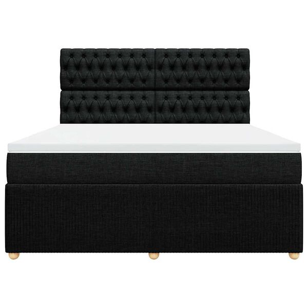 vidaXL Sommier &agrave; lattes de lit avec matelas Noir 180x200 cm Tissu