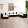 vidaXL Salon de jardin 8 pcs avec coussins R&eacute;sine tress&eacute;e Noir