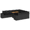 vidaXL Salon de jardin 10 pcs avec coussins noir r&eacute;sine tress&eacute;e acacia