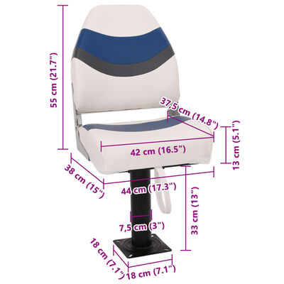 vidaXL Ensemble de sièges de bateau pliables lot de 2 dossier haut