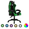 vidaXL Fauteuil de jeux vid&eacute;o avec LED RVB Vert et noir Similicuir