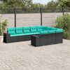 vidaXL Salon de jardin 10 pcs avec coussins noir résine tressée