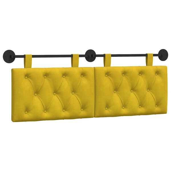 vidaXL T&ecirc;te de lit suspendue Jaune 150 x 55 x 7 cm Velours