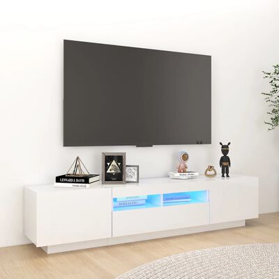 vidaXL Meuble TV avec lumières LED Blanc brillant 180x35x40 cm
