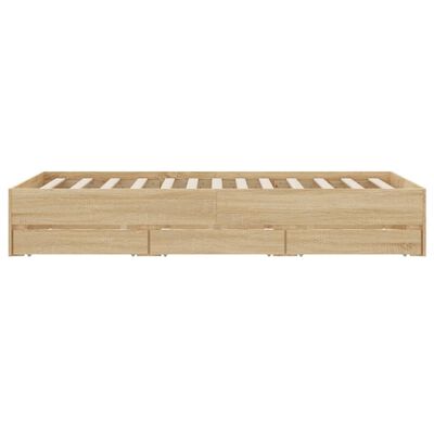 vidaXL Cadre de lit et tiroirs chêne sonoma 120x190 cm bois ingénierie