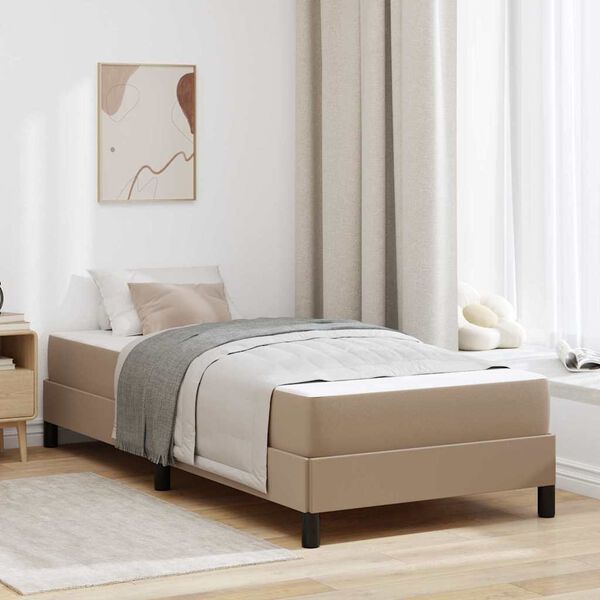 vidaXL Cadre de lit avec matelas Cappuccino 100 x 200 cm tissu