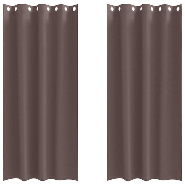 vidaXL Rideaux occultants avec anneaux 2 pcs Marron fonc&eacute; 225 x 140 cm