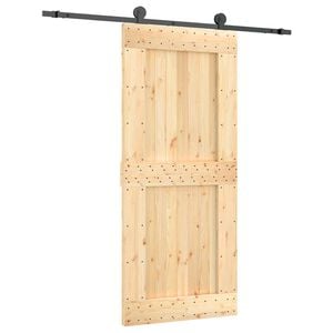 vidaXL Porte coulissante Naturel et noir 90 x 210 cm