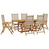 vidaXL Ensemble &agrave; manger de jardin 7 pcs beige rotin et bois massif