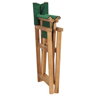 vidaXL Chaise pliable de metteur en scène Bois de teck solide Vert