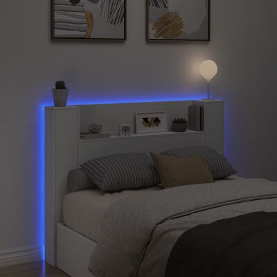vidaXL Armoire tête de lit avec LED blanc 140x16,5x103,5 cm