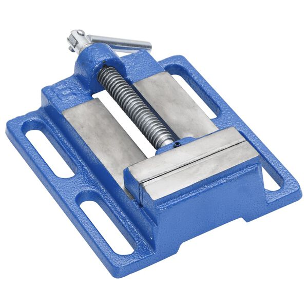 vidaXL &Eacute;tau pour perceuse &agrave; colonne bleu 76 mm fonte