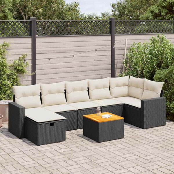 vidaXL Salon de jardin 8 pcs avec coussins noir r&eacute;sine tress&eacute;e
