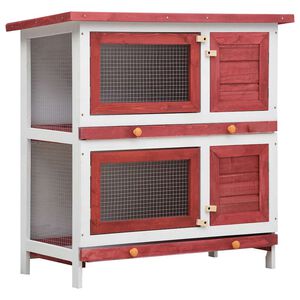 vidaXL Clapier d'ext&eacute;rieur 4 portes Rouge Bois