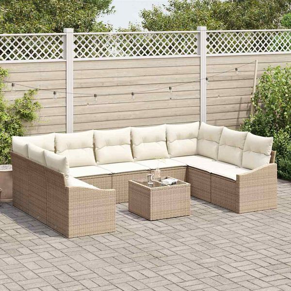 vidaXL Ensemble de canap&eacute; de jardin Beige et cr&egrave;me polyrotin