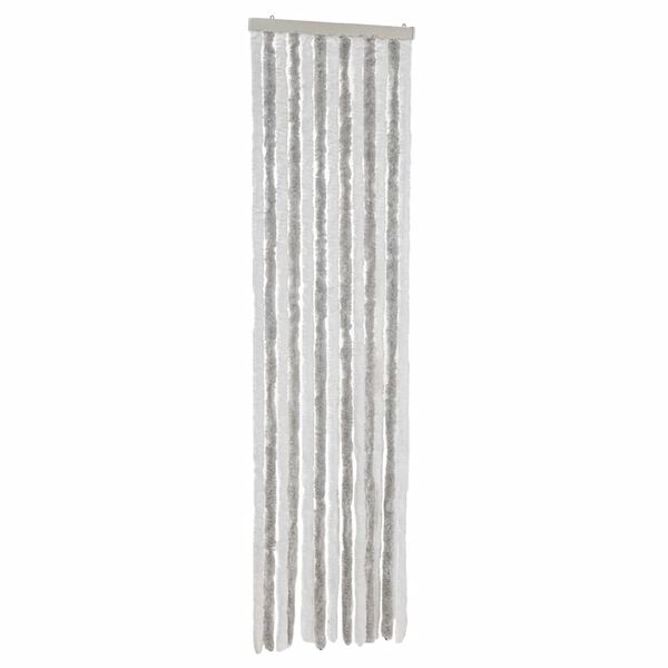 vidaXL Rideau anti-mouches gris clair et blanc 56x185 cm chenille