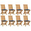 vidaXL Chaises pliantes avec coussins bleu roi, 8 pi&egrave;ces, en bois de teck massif
