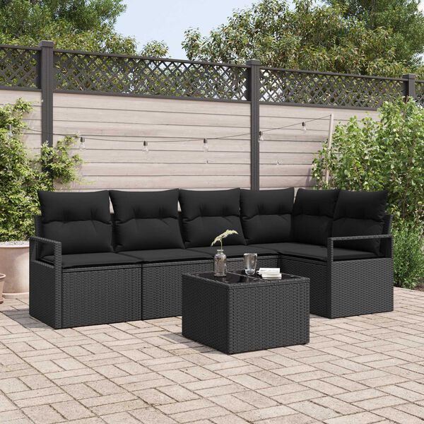 vidaXL Ensemble de canap&eacute; de jardin avec coussin 6 pcs Noir