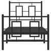 vidaXL Cadre de lit m&eacute;tal sans matelas avec pied de lit noir 75x190 cm