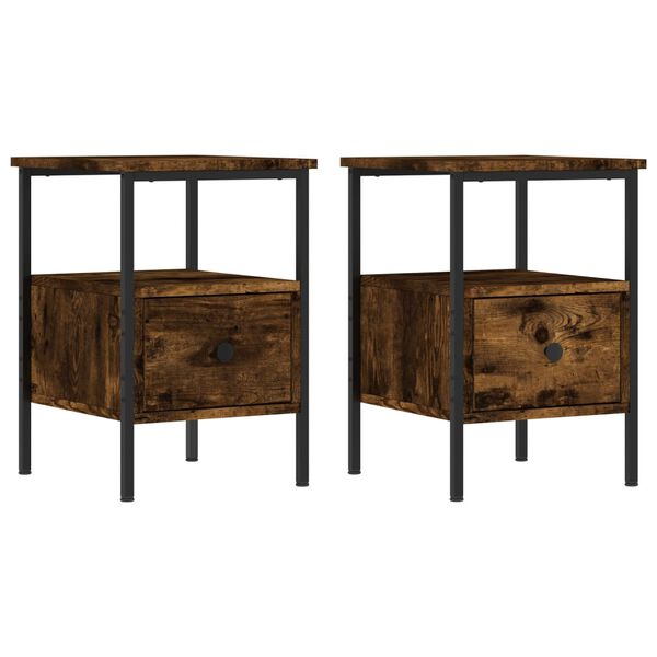 vidaXL Tables de chevet 2 pcs ch&ecirc;ne fum&eacute; 34x36x50 cm bois ing&eacute;nierie