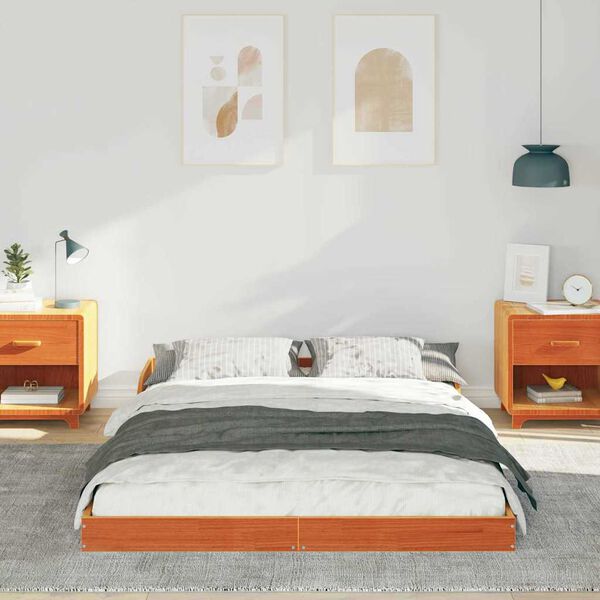 vidaXL Cadre de lit Brun cire 120 x 200 cm Pin massif