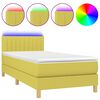 vidaXL Sommier &agrave; lattes de lit avec matelas et LED Vert 90x190cm Tissu
