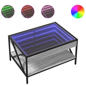vidaXL Table basse avec LED infini sonoma gris 70x50x38 cm